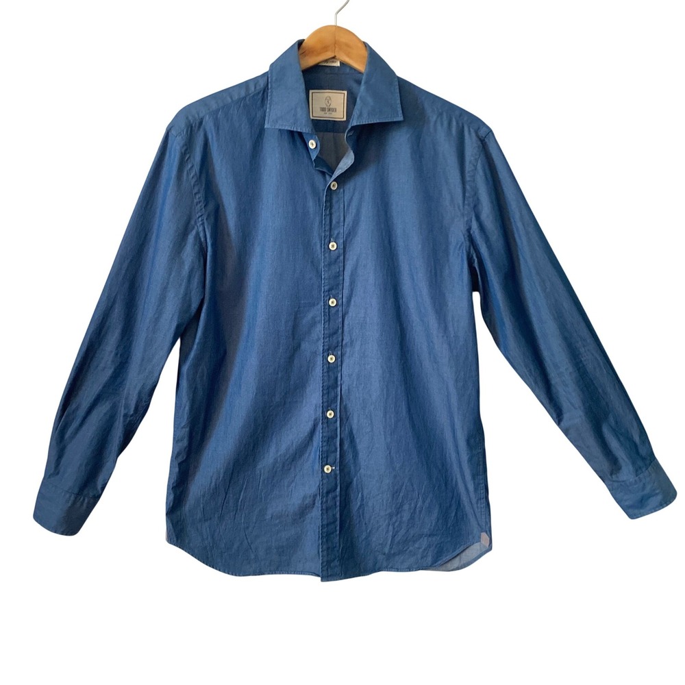 Todd Snyder Mens Blue 2-Ply Cotton Button Down Shirt Made in Italy 15.5 32/33
